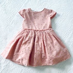 h&m golden stars mesh puffy dress dusty pink